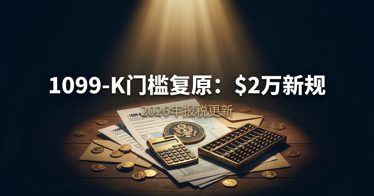 2026年Venmo/Zelle/PayPal 1099-K新规:$20,000门槛恢复,华人副业与微商必看 — 美国高净财务指南博客封面图