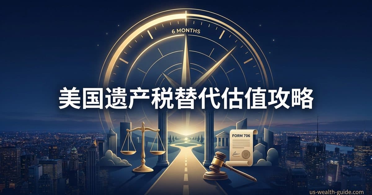 §2032替代估值日(Alternate Valuation Date)执行人选举:死亡后6个月估值、三种资产估值规则、§2032(c)必须同时降低毛遗产与遗产税(含GST)的双重门槛、§2032(d)不可撤销与一年时限、对慈善/婚姻扣除与step-up基础的影响、Form 706申报与华人高净值继承时点避坑 — 美国高净财务指南博客封面图