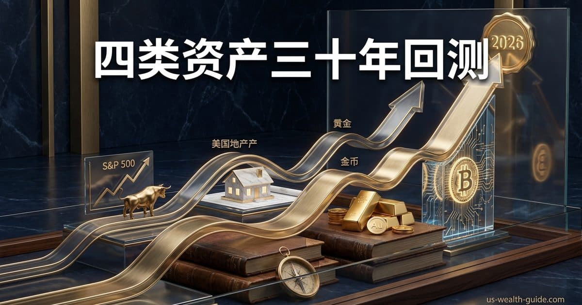 复利30年能变多少:美股/房产/比特币/黄金历史回测真实回报对比2026 — 美国高净财务指南博客封面图