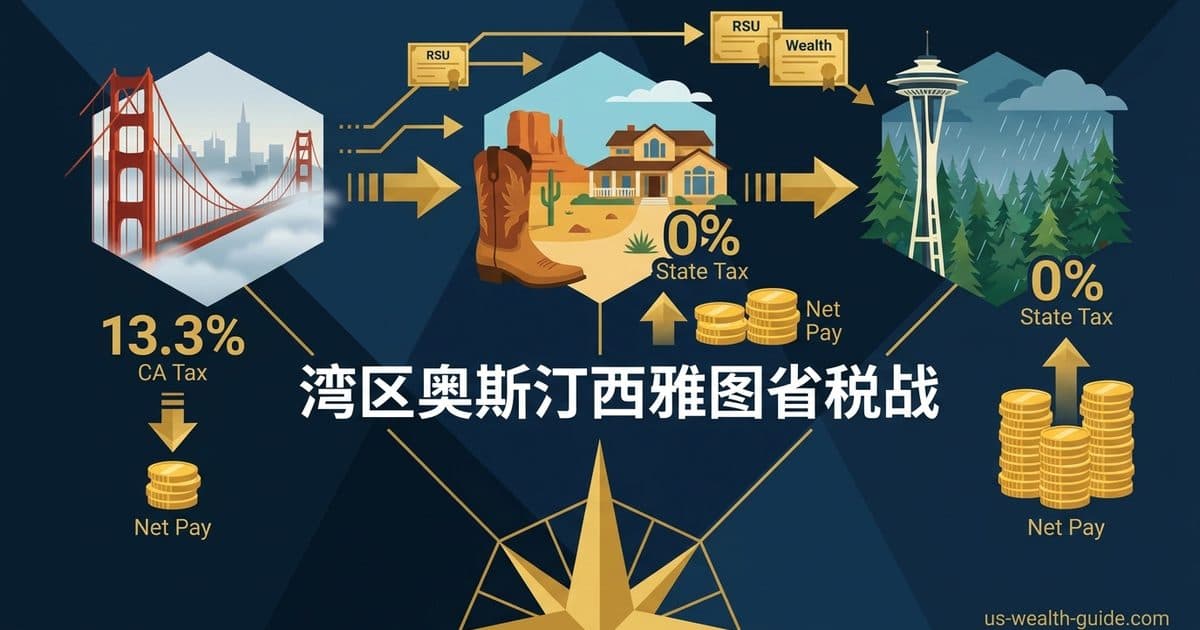 Bay Area vs Austin vs Seattle:高收入华人科技从业者搬家省税全对比 — 美国高净财务指南博客封面图