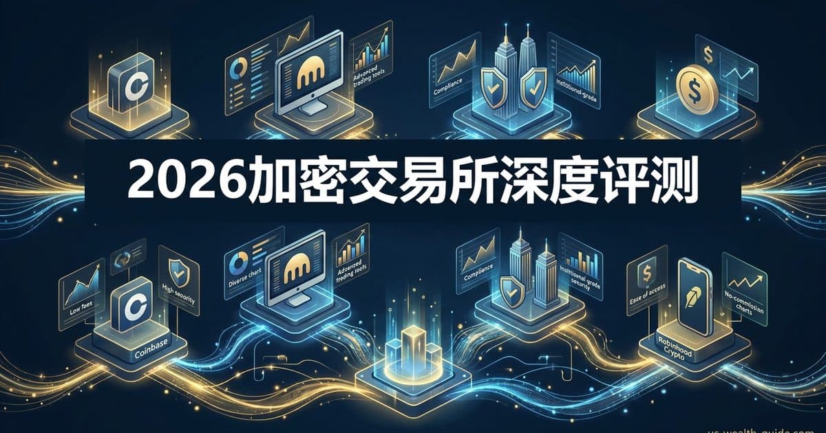 2026 最佳加密货币交易所对比 + 排名:Coinbase vs Kraken vs Gemini vs Robinhood — 美国高净财务指南博客封面图