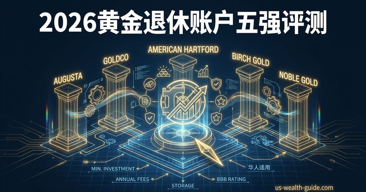 2026 最佳 Gold IRA 黄金退休账户公司对比 + 排名:Augusta vs Goldco vs American Hartford vs Birch Gold vs Noble Gold — 美国高净财务指南博客封面图