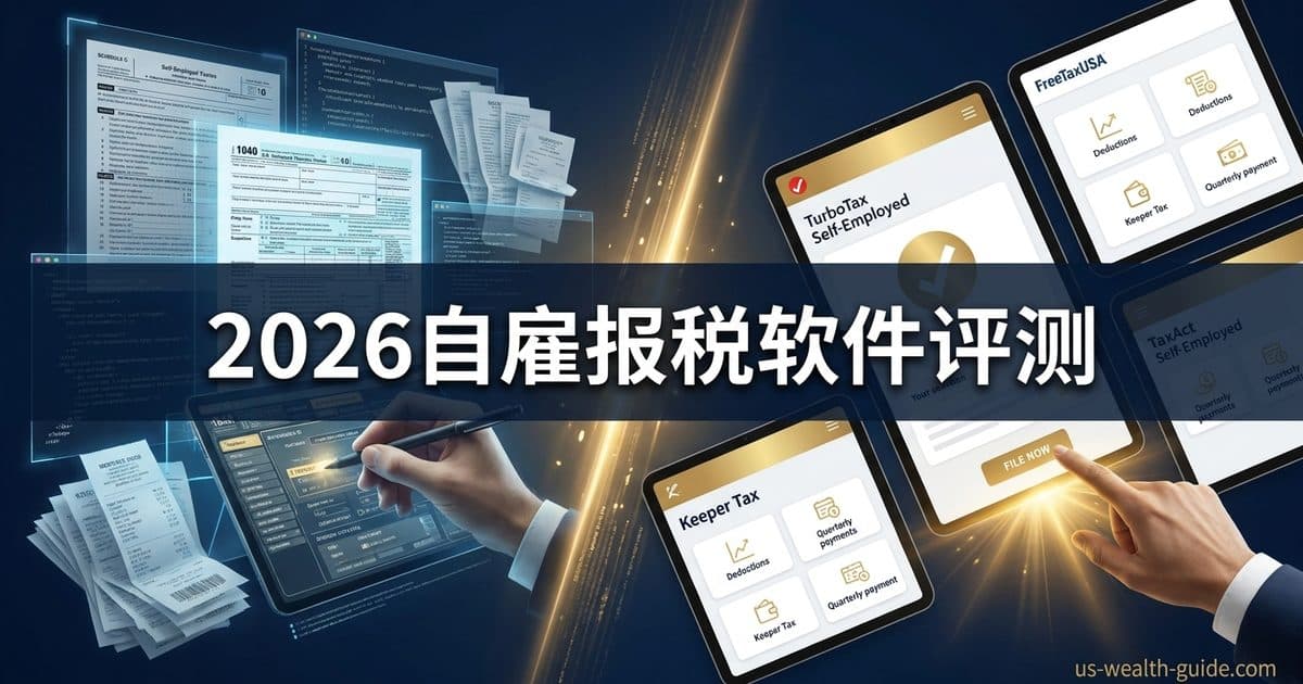 2026 最佳自雇报税软件对比 + 排名:TurboTax Self-Employed vs FreeTaxUSA vs Keeper Tax vs TaxAct — 美国高净财务指南博客封面图