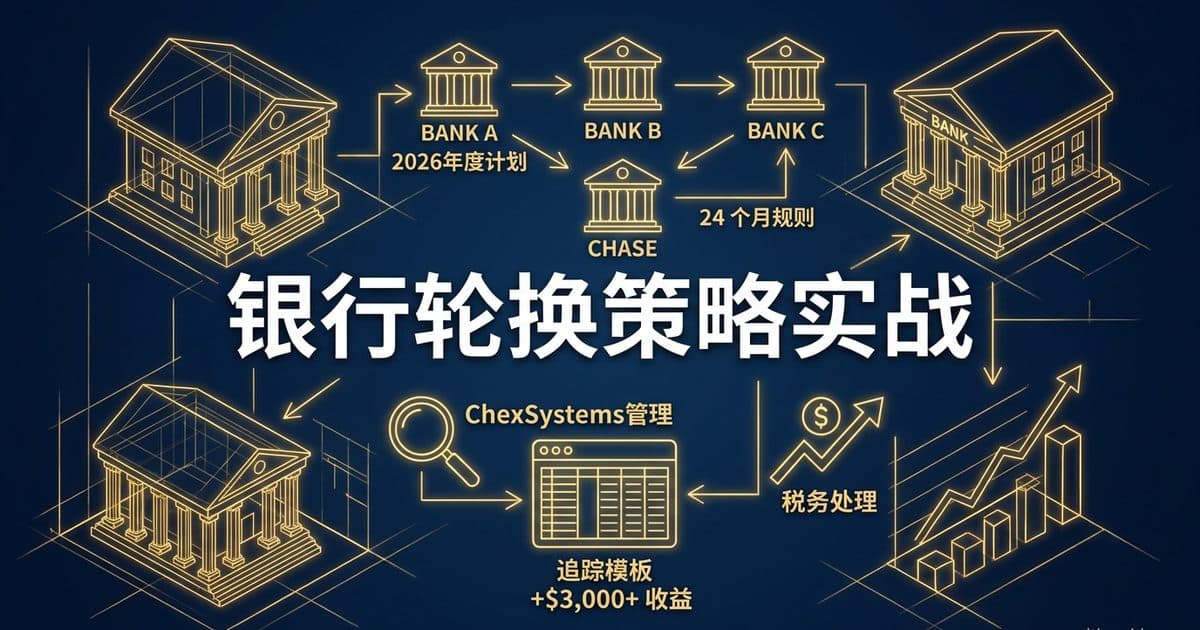 Bonus Stacking 多家银行轮换策略:一年挣 $3,000+ 实战路径 — 美国高净财务指南博客封面图