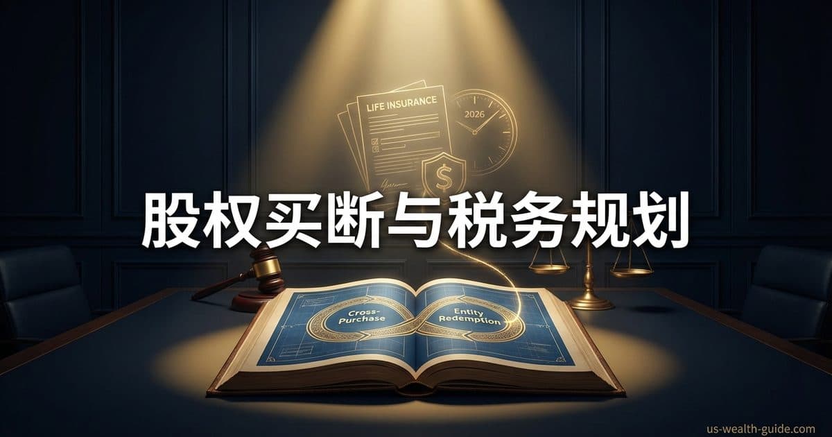 Buy-Sell Agreement股权买断协议完全指南:Cross-Purchase vs Entity Redemption + 人寿保险融资与Connelly案税务影响(2026) — 美国高净财务指南博客封面图