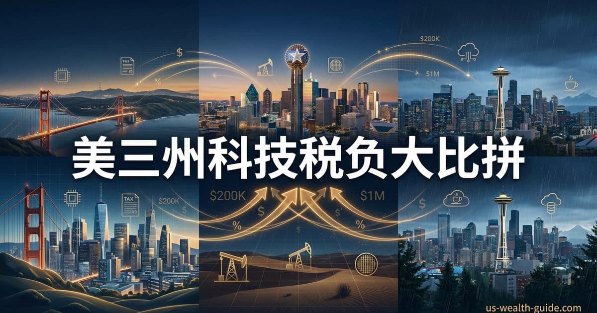 加州德州华盛顿州税务对比信息图