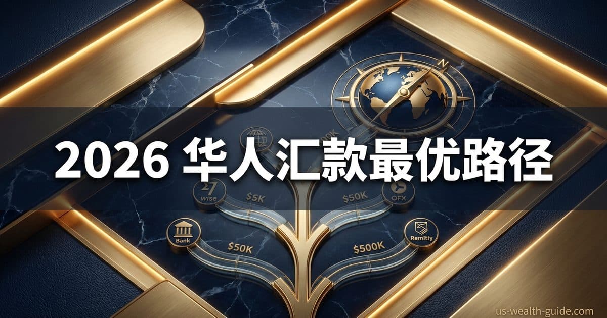 华人汇款决策树 2026:从 $5K 到 $500K 最优路径选择 — Wise / 银行电汇 / OFX / Remitly 全对比 — 美国高净财务指南博客封面图
