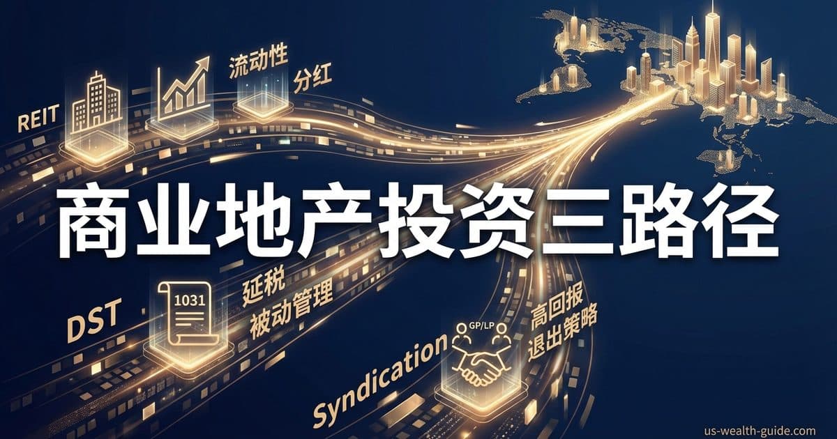 商业地产投资2026:REIT / DST / Syndication 三种路径高净值家庭实战指南 — 美国高净财务指南博客封面图