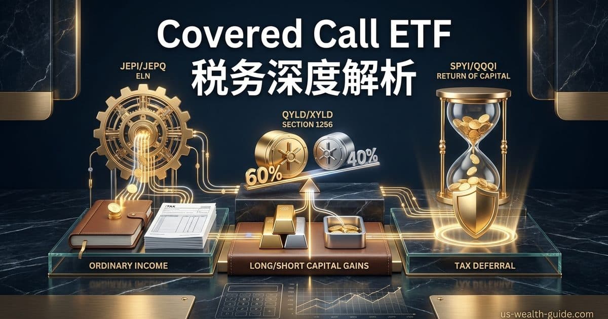 Covered Call ETF 分红的税务性质:JEPI、JEPQ、QYLD、SPYI 到手收入差多少? — 美国高净财务指南博客封面图