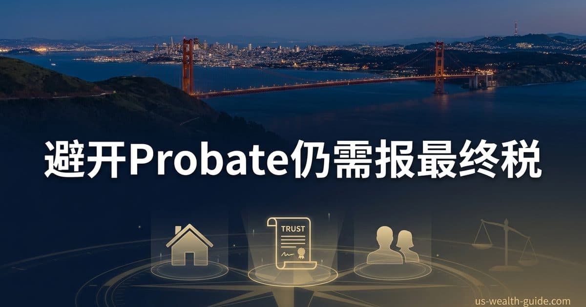 逝者最终 Form 1040 / Form 1310 退税 2026 完全指南:湾区房子已经用信托、TOD 或配偶财产请愿避开了 Probate,生存配偶和继任受托人还要不要给 IRS 报最后一次个税(Pub. 559 说合报由生存配偶签 Filing as surviving spouse、法院任命执行人才免 1310、生前信托继任受托人不是 personal representative 必须走 1310 Line C、FTB 要附死亡证明但 IRS 1310 写明不要附、§213(c) 死后一年内医疗费可选最终 1040 而不是 1041、NRA 生存配偶没有 6013(g) 不能合报、以及站内丧偶文把 1310 写成一行的纠偏)(截至 2026 年 9 月核验) — 美国高净财务指南博客封面图