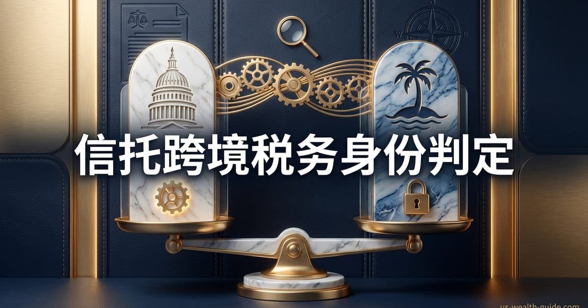 IRC §7701(a)(30)(E) 境内信托与美国境外信托认定完全指南:法院测试三要件与自动迁移条款陷阱、控制测试十大实质决定与保护人否决权、美国受托人也救不了非居民委托人可撤销信托的官方示例、受托人变动的 12 个月补救期、境内转外国的 §684 视同出售与 §679(a)(5) 连锁(截至 2026 年 8 月核验) — 美国高净财务指南博客封面图