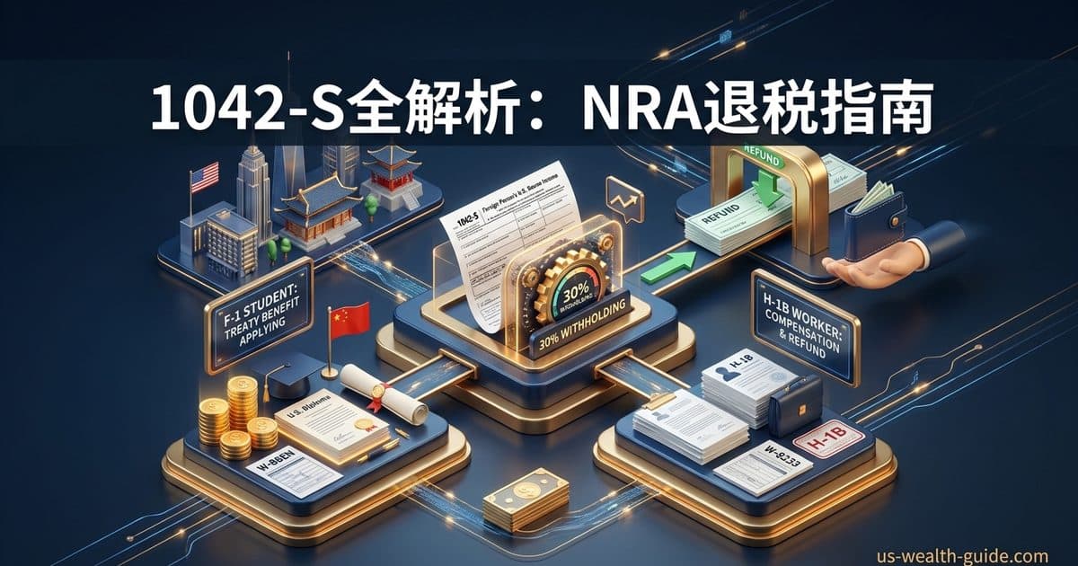 Form 1042-S 完全解析:非居民外国人(NRA)美国来源收入预扣税、退税与华人常见场景实操指南 — 美国高净财务指南博客封面图