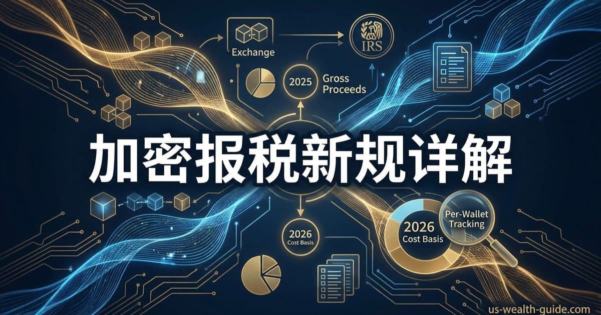 2026年Form 1099-DA加密货币申报新规:IRS首次要求交易所报cost basis、per-wallet追踪与华人投资者合规指南 — 美国高净财务指南博客封面图