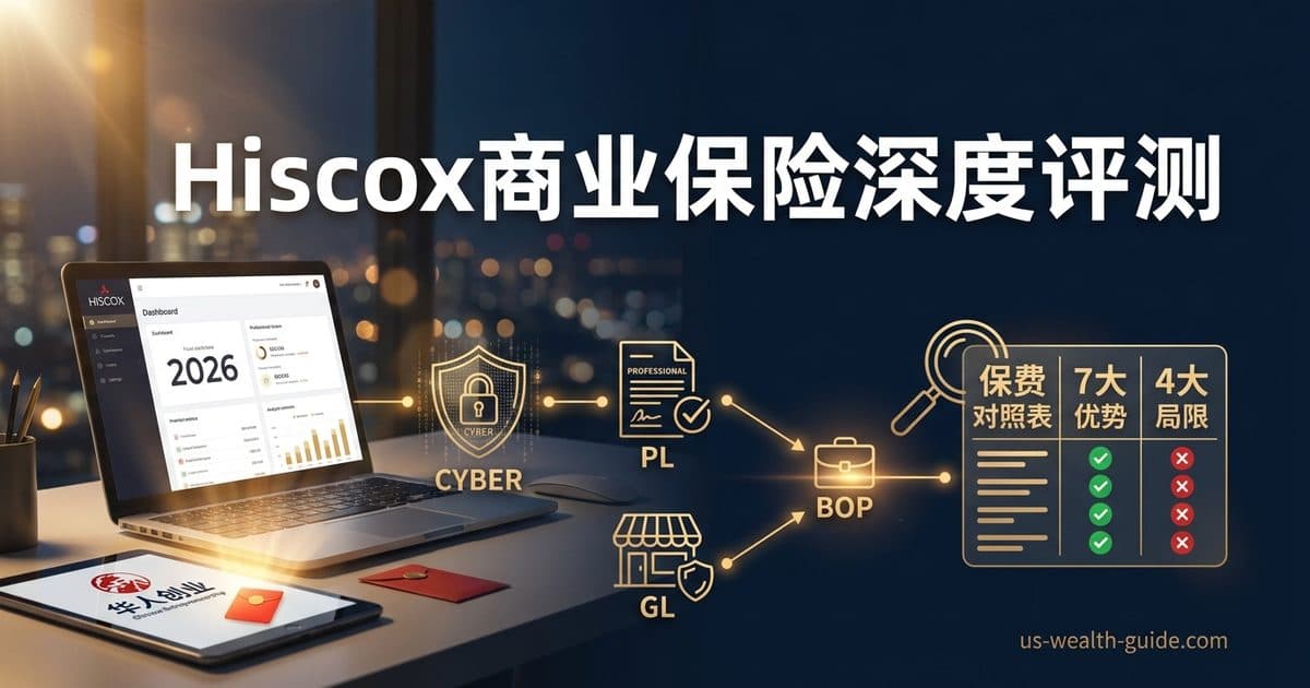 Hiscox商业保险深度评测(2026):华人小企业与自雇者的GL、PL、Cyber一站式方案 — 美国高净财务指南博客封面图