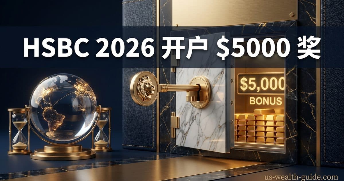 HSBC Premier 2026 开户 Bonus 完整指南:最高 $5,000 奖励申请攻略 — 美国高净财务指南博客封面图