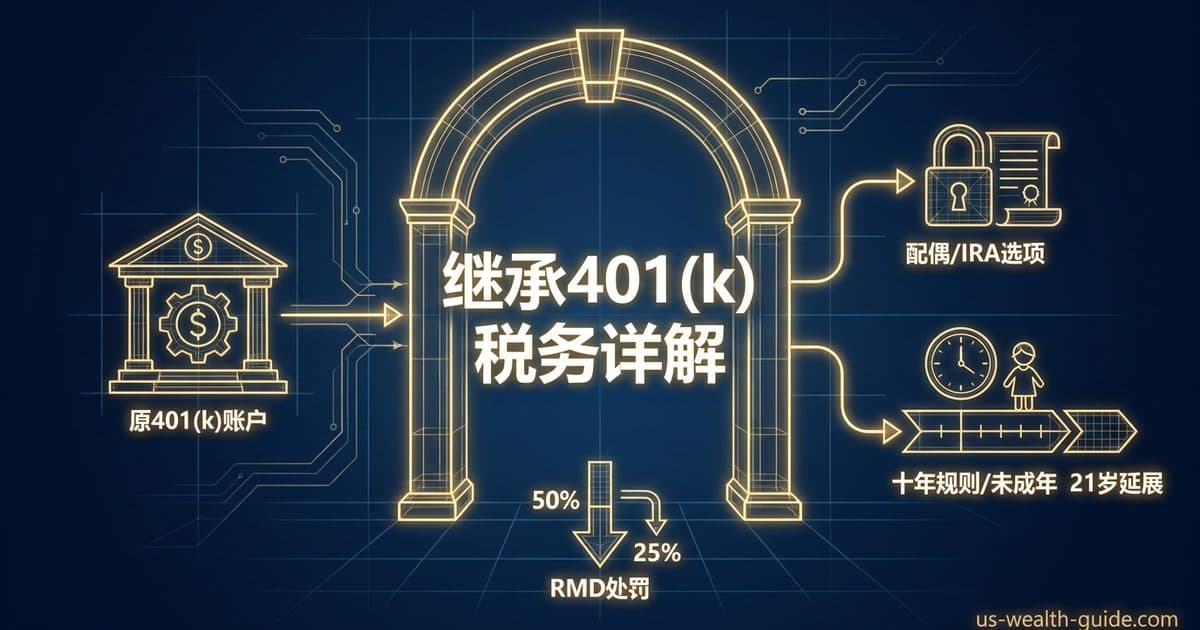 继承401(k)税务完整指南:SECURE 2.0十年规则 + 与Inherited IRA差异 + 未成年子女特殊规则 — 美国高净财务指南博客封面图