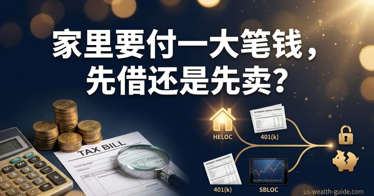 家里要付一大笔钱,先借还是先卖? — 美国高净财务指南博客封面图