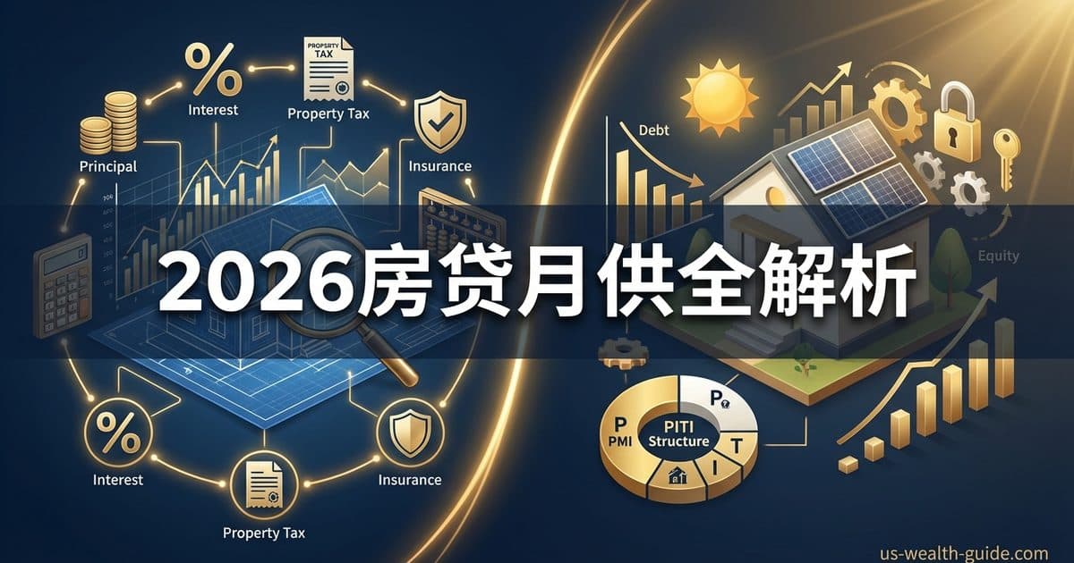 2026 房贷 Monthly Payment 结构拆解:本金/利息/PITI/PMI 完整解析 — 美国高净财务指南博客封面图