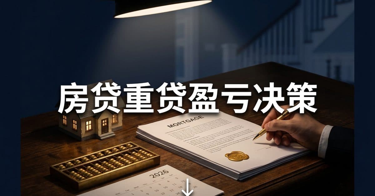 2026年降息周期房贷再融资时机判断:华人房主Refinance决策框架与盈亏平衡分析 — 美国高净财务指南博客封面图