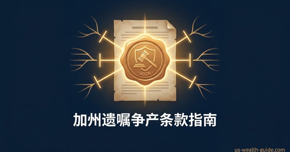 加州 No-Contest / In Terrorem 禁止争产条款 2026 完全指南:写了就会让争产的子女出局吗(Prob. Code §21310–§21315 2010 改革后只剩三类可执行、直接争议须无 probable cause、前 §21320 安全港已废止、§21315 只覆盖 2001 年 1 月 1 日及之后变为不可撤销的文件、纽约 EPTL 3-3.5 即使有合理依据也可罚、佛州 §732.517/§736.1108 完全不执行、Key v. Tyler 为无效修正案辩护也可能构成直接争议、以及华人家庭不平均分配时最常见的失败路径)(截至 2026 年 8 月核验) — 美国高净财务指南博客封面图