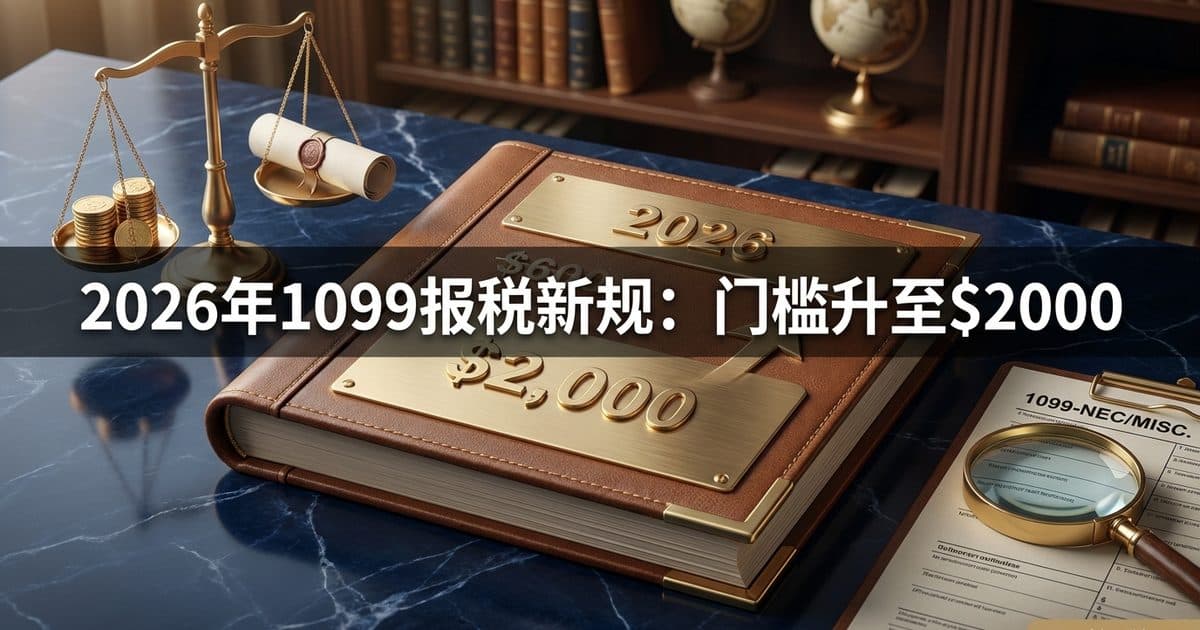 2026年OBBBA 1099-NEC/1099-MISC报税门槛大变:从$600涨到$2,000,华人自雇与小企业主必看 — 美国高净财务指南博客封面图