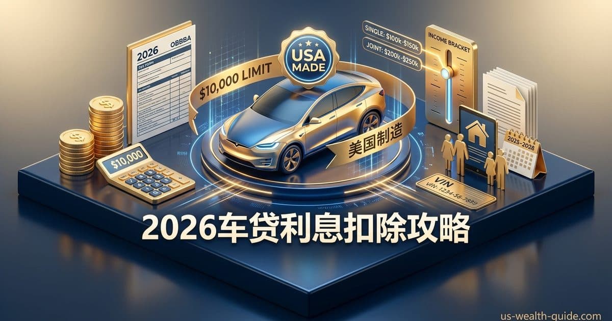 OBBBA 汽车贷款利息扣除 2026 完全指南:$10,000 扣除上限、美国制造要求、收入淘汰与华人家庭实操 — 美国高净财务指南博客封面图
