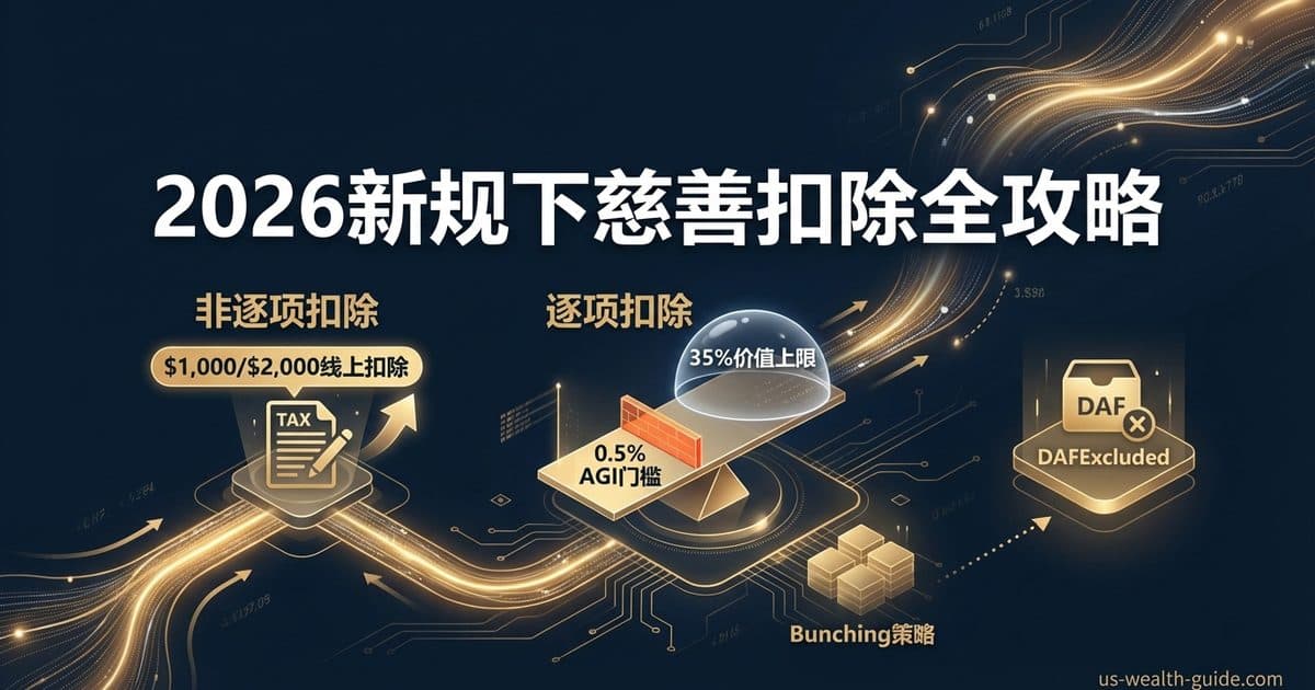 2026年OBBBA慈善扣除新规:非逐项扣除者$1,000/$2,000线上扣除、0.5% AGI门槛与35%上限全解析 — 美国高净财务指南博客封面图