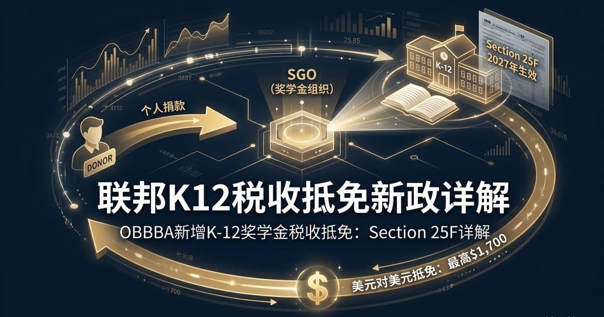 OBBBA新增K-12奖学金税收抵免:Section 25F联邦Scholarship Tax Credit详解 — 美国高净财务指南博客封面图