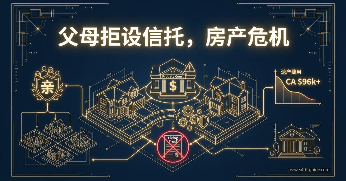 父母有多套房但拒绝设Living Trust?华裔子女的风险与催办攻略 — 美国高净财务指南博客封面图
