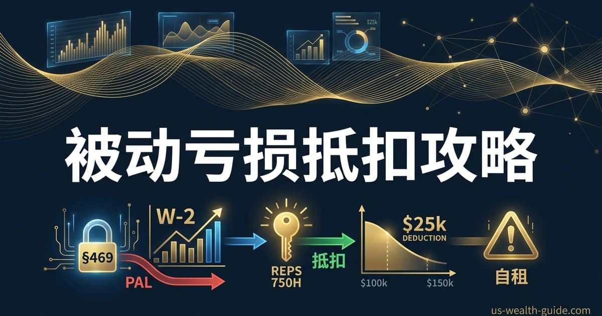 §469 被动活动亏损(Passive Activity Loss)完全指南:华人 W-2 高薪 + 出租房/合伙基金 LP 的材料参与 7 测试、房地产专业人士 REPS 750 小时、§469(i) 2.5 万美元租金特别扣除 $100k-$150k 淘汰、自租重定性(self-rental)与全处置释放、与 NIIT/QBI 交互 — 美国高净财务指南博客封面图