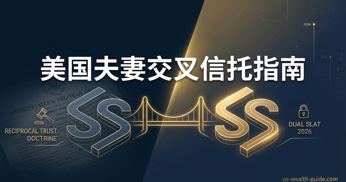 互惠信托原则 / Dual SLAT 2026 完全指南:夫妻能不能各做一份交叉 SLAT(United States v. Estate of Grace 两步检验、Levy 有限指定权差异不够当安全港、加州 Fam. Code §852 转性与 IRC §1014(b)(6) 双倍升基代价、赠与分摊 Treas. Reg. §25.2513-1(b)(4) 陷阱、受益配偶先去世与离婚失败路径)(截至 2026 年 8 月核验) — 美国高净财务指南博客封面图
