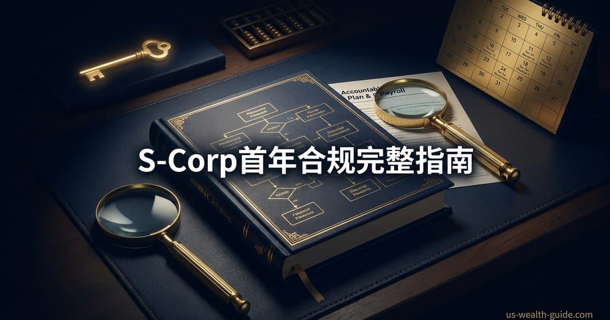 S-Corp第一年合规清单:合理工资·Payroll·Accountable Plan·健康保险·退休计划·州注册·报税时间线——华人创业者从Day 1到第一次报税的完整手册 — 美国高净财务指南博客封面图