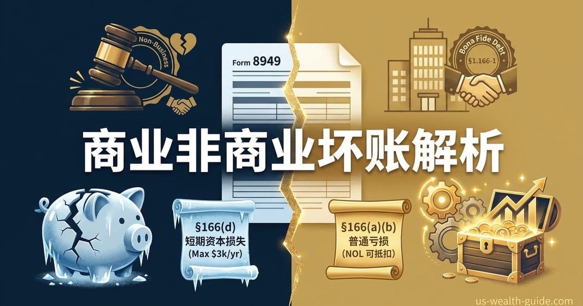 §166 坏账扣除:商业坏账(普通亏损)vs 非商业坏账(短期资本损失)——善意贷款与股东借款的判定与申报 — 美国高净财务指南博客封面图