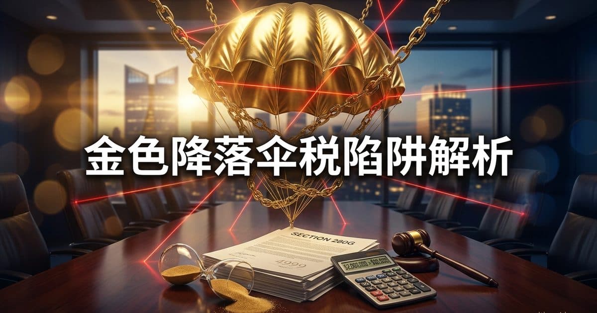 Section 280G金色降落伞税陷阱:创始人与高管并购退出的超额支付惩罚与规避策略 — 美国高净财务指南博客封面图