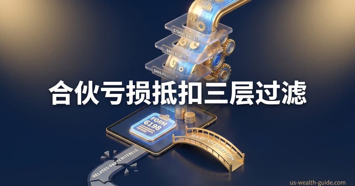 §465 风险限额规则与 Form 6198 申报:合伙/LLC 亏损抵扣的三层瀑布过滤与合格无追索权融资避坑 — 美国高净财务指南博客封面图