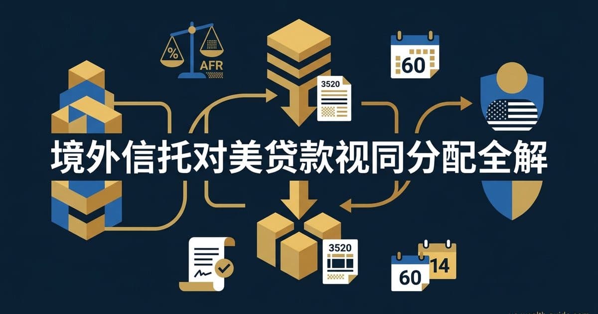 IRC §643(i) 境外信托向美国人贷款与财产使用视同分配完全指南:香港与海外家族信托借钱给美国受益人或其关联人何时触发应税分配、§643(i)(3) 还款不翻案规则、qualified obligation 六要件与 100%–130% AFR 区间、§679(c)(6) 借款即受益人的设保人化连锁、2024 年拟议条例的 60 天对价与 14 天豁免、Form 3520 申报与 §6677 罚则(截至 2026 年 8 月核验) — 美国高净财务指南博客封面图