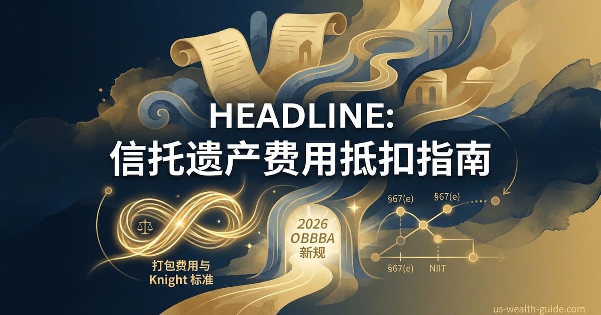 IRC §67(e) 信托与遗产管理费用抵扣完全指南:2026 年 OBBBA 把旧 §67(g) 永久化为 §67(h)、Treas. Reg. §1.67-4 六类费用逐类判定与打包费用非按小时拆分例外、Knight 最高法院标准、§1411 NIIT 门槛联动与终止年 Schedule K-1 Box 11 Code A 线上扣除(截至 2026 年 8 月核验) — 美国高净财务指南博客封面图