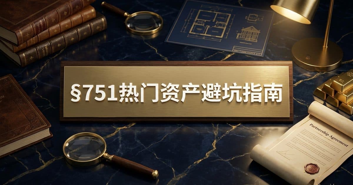 §751「热门资产」(hot assets)完全指南:§751(a) 转让合伙权益时未实现应收款与存货按普通收入计、§751(b) 分配的 deemed sale「混碗」重新定性、§751(c) 未实现应收款(含 §1245/§1250 折旧回拨与应收账款)、§751(d) 存货项与 120% 大幅增值测试(注意 1997 已废除 10% 门槛、§751(b)(3) 赎回 vs 出售的不对称)——现金制华人小生意与 FLP 持有杠杆房产退伙/转让的普通收入陷阱 — 美国高净财务指南博客封面图