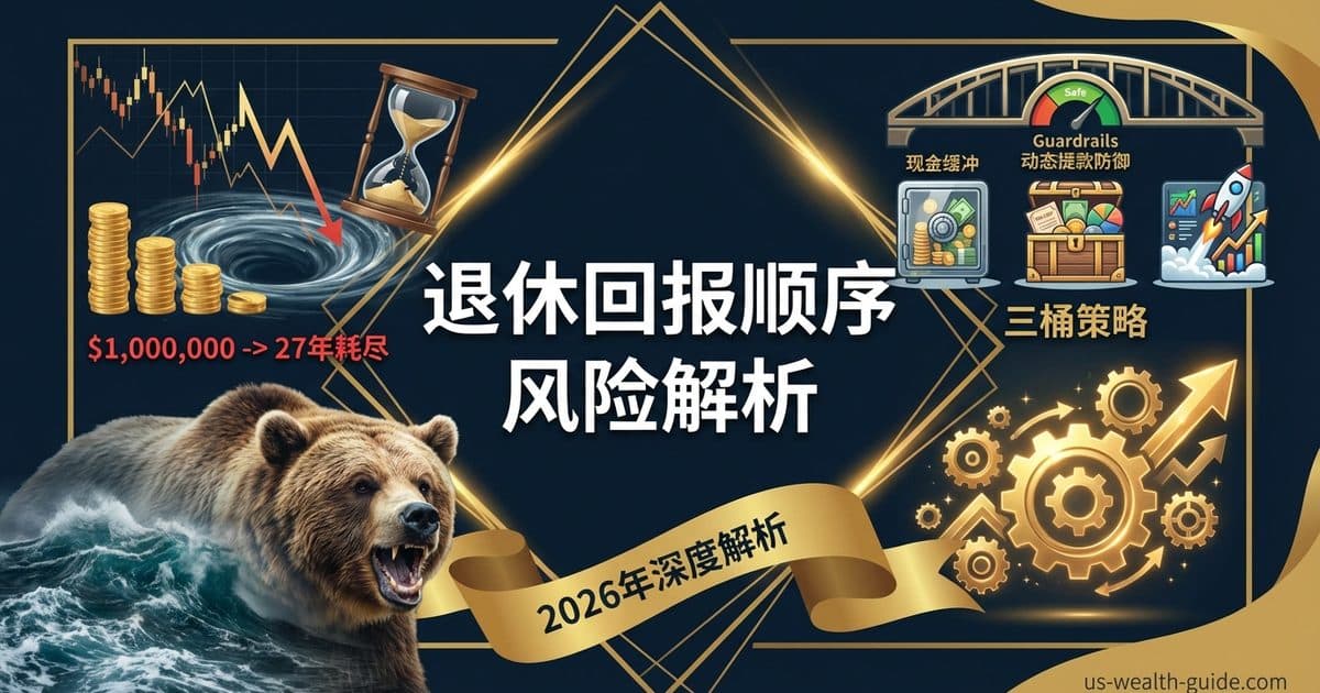 退休初期回报顺序风险完整解析:$100万退休金为何27年耗尽?现金缓冲、三桶策略与Guardrails动态提款防御方案 — 美国高净财务指南博客封面图