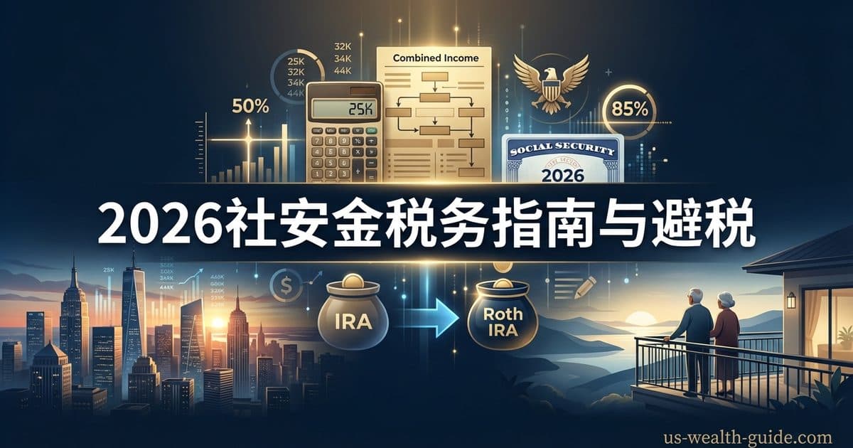Social Security 退休金联邦税务 2026 完全指南:85%应税规则、Combined Income 计算与华人退休族避税策略 — 美国高净财务指南博客封面图