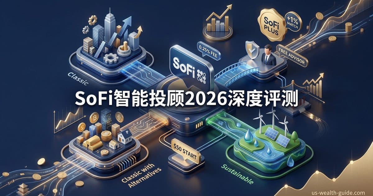 SoFi Automated Investing 智能投顾深度评测 2026:$50 起投、0.25% 管理费,一站式金融平台的投资利器 — 美国高净财务指南博客封面图