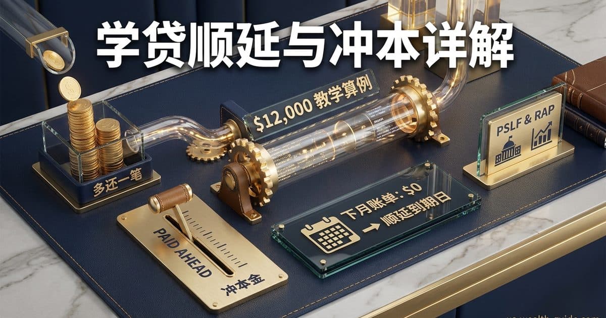 学贷额外付款流向示意:12,000美元教学算例、零元账单与到期日顺延