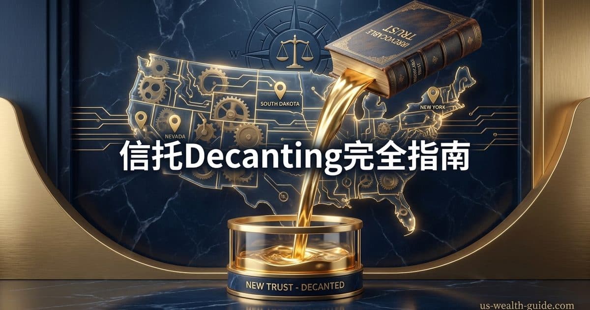 信托 Decanting(转注)完全指南:如何合法改写一份不可撤销信托——州法授权地图(加州 §19501 起、纽约 EPTL 10-6.6、内华达 NRS 163.556、南达科他 SDCL 55-2-15)、联邦税务后果(§643(e) 结转基础、赠与税 §2511/§2514、GST 祖父信托与 Delaware Tax Trap)、Notice 2011-101 之后国税局拒绝裁定地带的实操含义与成本对照(截至 2026 年 8 月核验) — 美国高净财务指南博客封面图