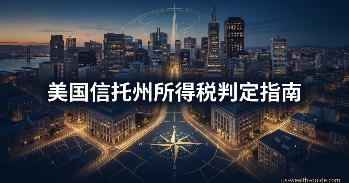 美国信托的州所得税完全指南:哪个州能对你的信托征税——四要素判定框架、加州 §17742 与 Steuer 判例、§17082 对 ING 信托的封堵、纽约 §605(b)(3)(D) 三条件豁免与 §612(b)(41),以及 2025–2029 每个非设保人信托自己的 $40,000 SALT 扣除窗口(截至 2026 年 8 月核验) — 美国高净财务指南博客封面图