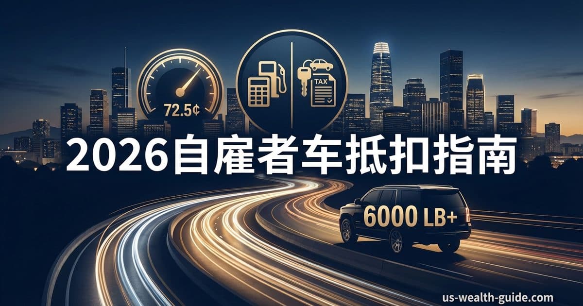 自雇者车辆抵扣完全指南:2026年里程费率vs实际支出法+SUV 6000磅规则 — 美国高净财务指南博客封面图