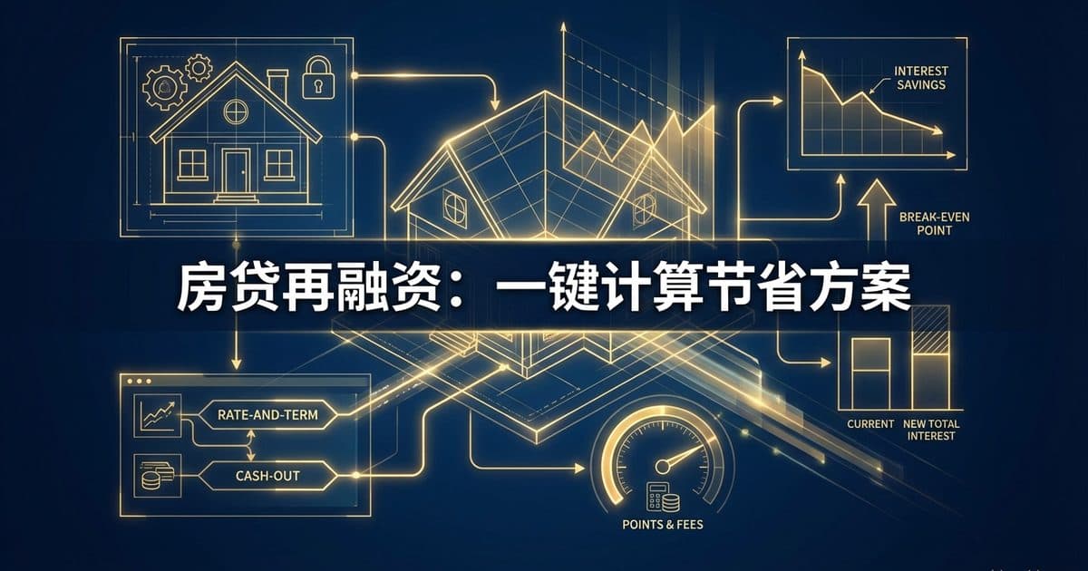 房贷再融资计算器 — Refinance盈亏平衡·月供节省·利息对比
