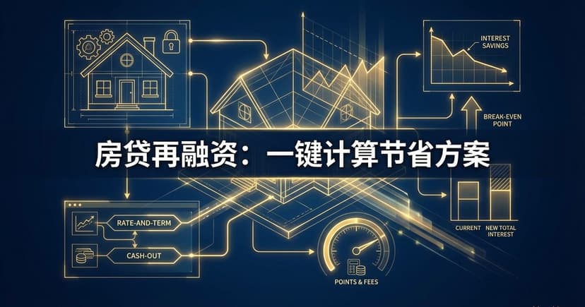 房贷再融资计算器 — Refinance盈亏平衡·月供节省·利息对比