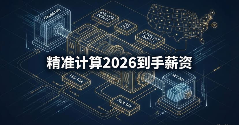 美国工资单计算器 — 每期到手薪资·联邦税·州税·FICA一键计算