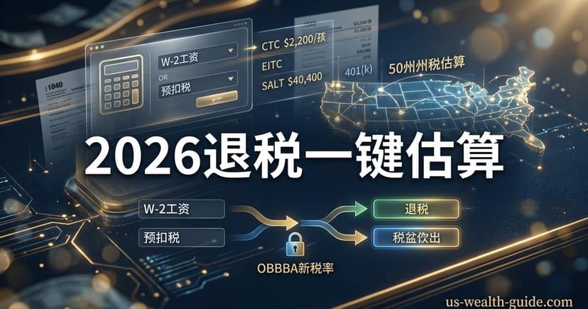 退税计算器 2026 — 预扣税vs实际税负对比,预计退税/欠税金额估算